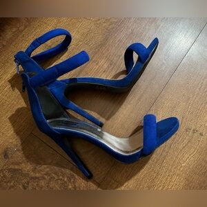 Qupid Deep Blue Ankle Strap Heels